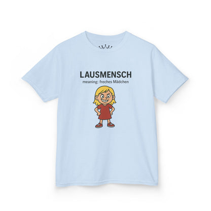 Kinder T-Shirt | Österreichisch - Lausmensch - für freche Mädchen | Baumwolle | Lustig mit Bedeutung auf Hochdeutsch | Kinder | Öko