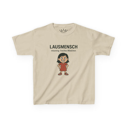 Kinder T-Shirt | Österreichisch - Lausmensch - für freche Mädchen | Baumwolle | Lustig mit Bedeutung auf Hochdeutsch | Kinder | Öko