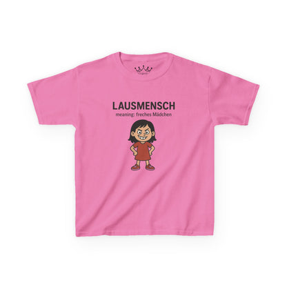 Kinder T-Shirt | Österreichisch - Lausmensch - für freche Mädchen | Baumwolle | Lustig mit Bedeutung auf Hochdeutsch | Kinder | Öko
