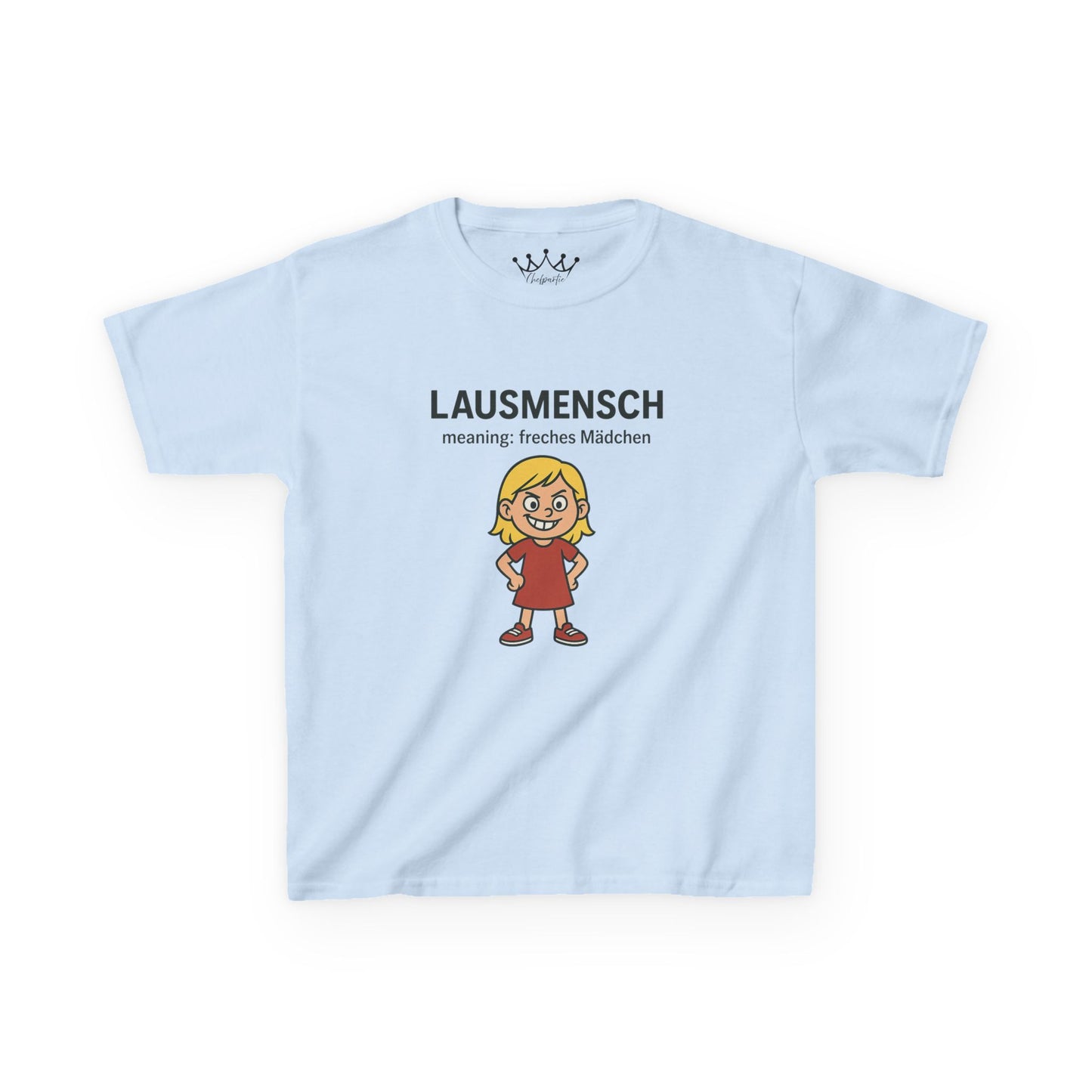 Kinder T-Shirt | Österreichisch - Lausmensch - für freche Mädchen | Baumwolle | Lustig mit Bedeutung auf Hochdeutsch | Kinder | Öko