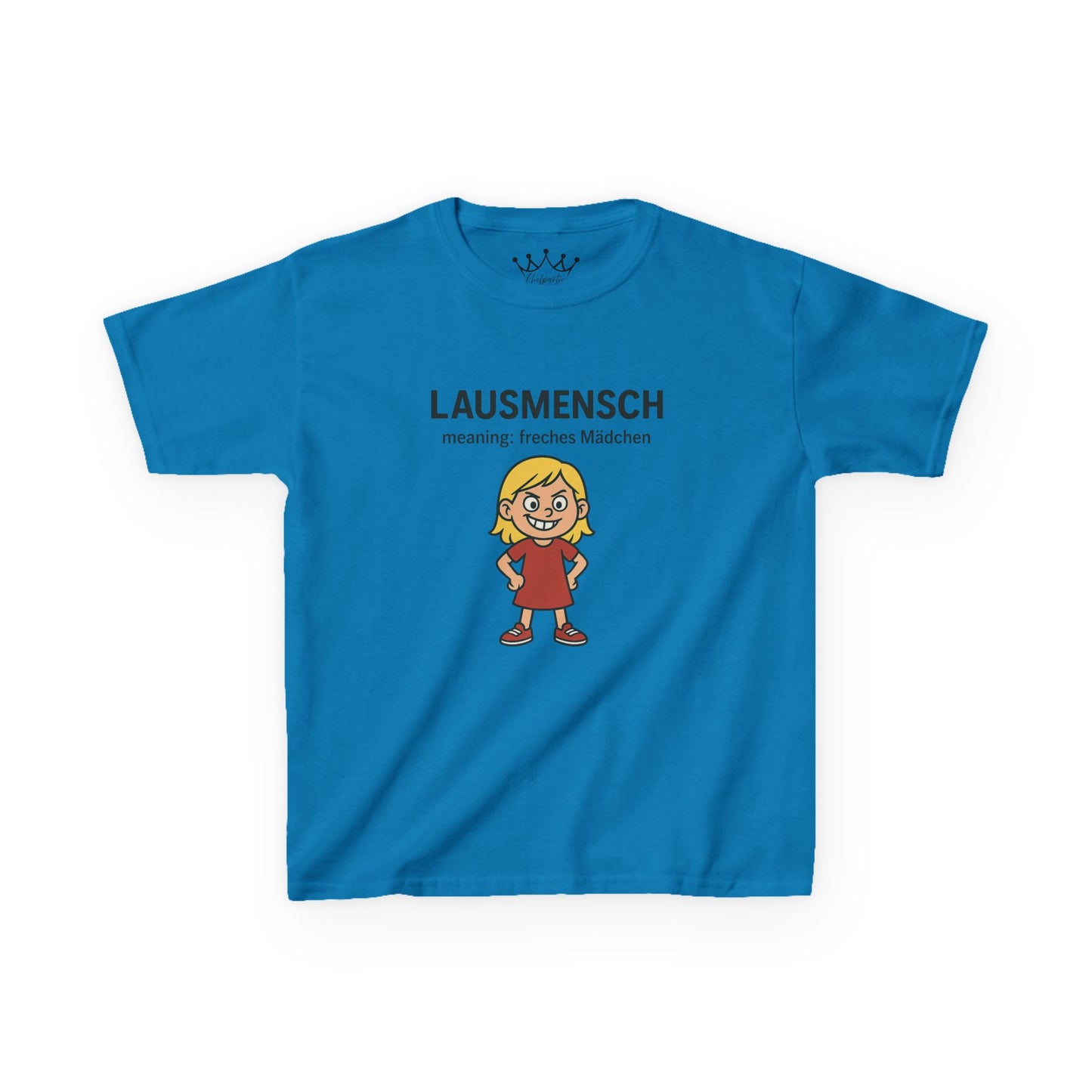 Kinder T-Shirt | Österreichisch - Lausmensch - für freche Mädchen | Baumwolle | Lustig mit Bedeutung auf Hochdeutsch | Kinder | Öko
