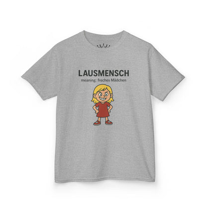 Kinder T-Shirt | Österreichisch - Lausmensch - für freche Mädchen | Baumwolle | Lustig mit Bedeutung auf Hochdeutsch | Kinder | Öko