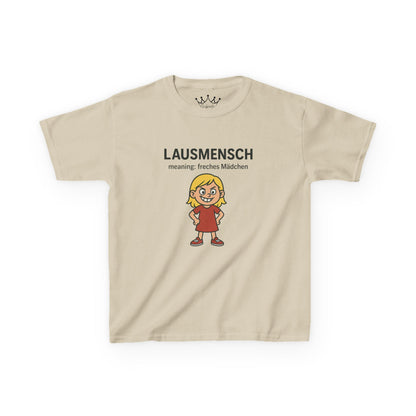 Kinder T-Shirt | Österreichisch - Lausmensch - für freche Mädchen | Baumwolle | Lustig mit Bedeutung auf Hochdeutsch | Kinder | Öko