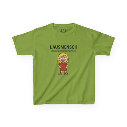 Kinder T-Shirt | Österreichisch - Lausmensch - für freche Mädchen | Baumwolle | Lustig mit Bedeutung auf Hochdeutsch | Kinder | Öko
