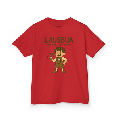 Kinder T-Shirt | Österreichisch - Lausbua - für freche Buben | Baumwolle | Lustig mit Bedeutung auf Hochdeutsch | Kinder | Öko