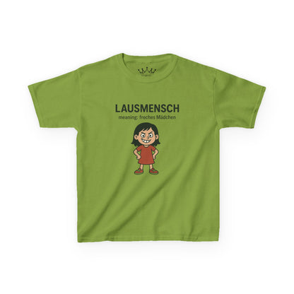 Kinder T-Shirt | Österreichisch - Lausmensch - für freche Mädchen | Baumwolle | Lustig mit Bedeutung auf Hochdeutsch | Kinder | Öko