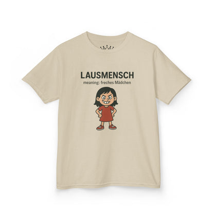 Kinder T-Shirt | Österreichisch - Lausmensch - für freche Mädchen | Baumwolle | Lustig mit Bedeutung auf Hochdeutsch | Kinder | Öko