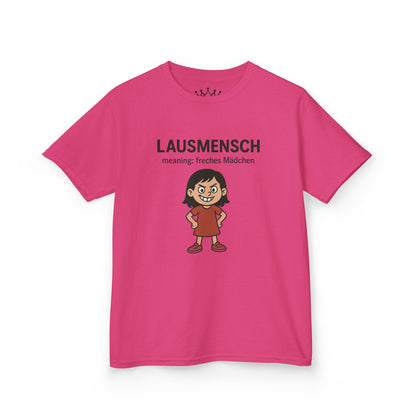 Kinder T-Shirt | Österreichisch - Lausmensch - für freche Mädchen | Baumwolle | Lustig mit Bedeutung auf Hochdeutsch | Kinder | Öko