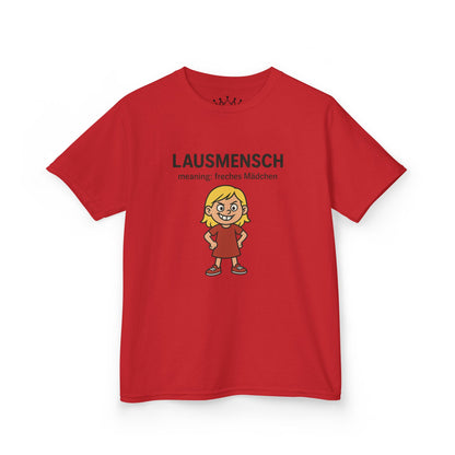 Kinder T-Shirt | Österreichisch - Lausmensch - für freche Mädchen | Baumwolle | Lustig mit Bedeutung auf Hochdeutsch | Kinder | Öko