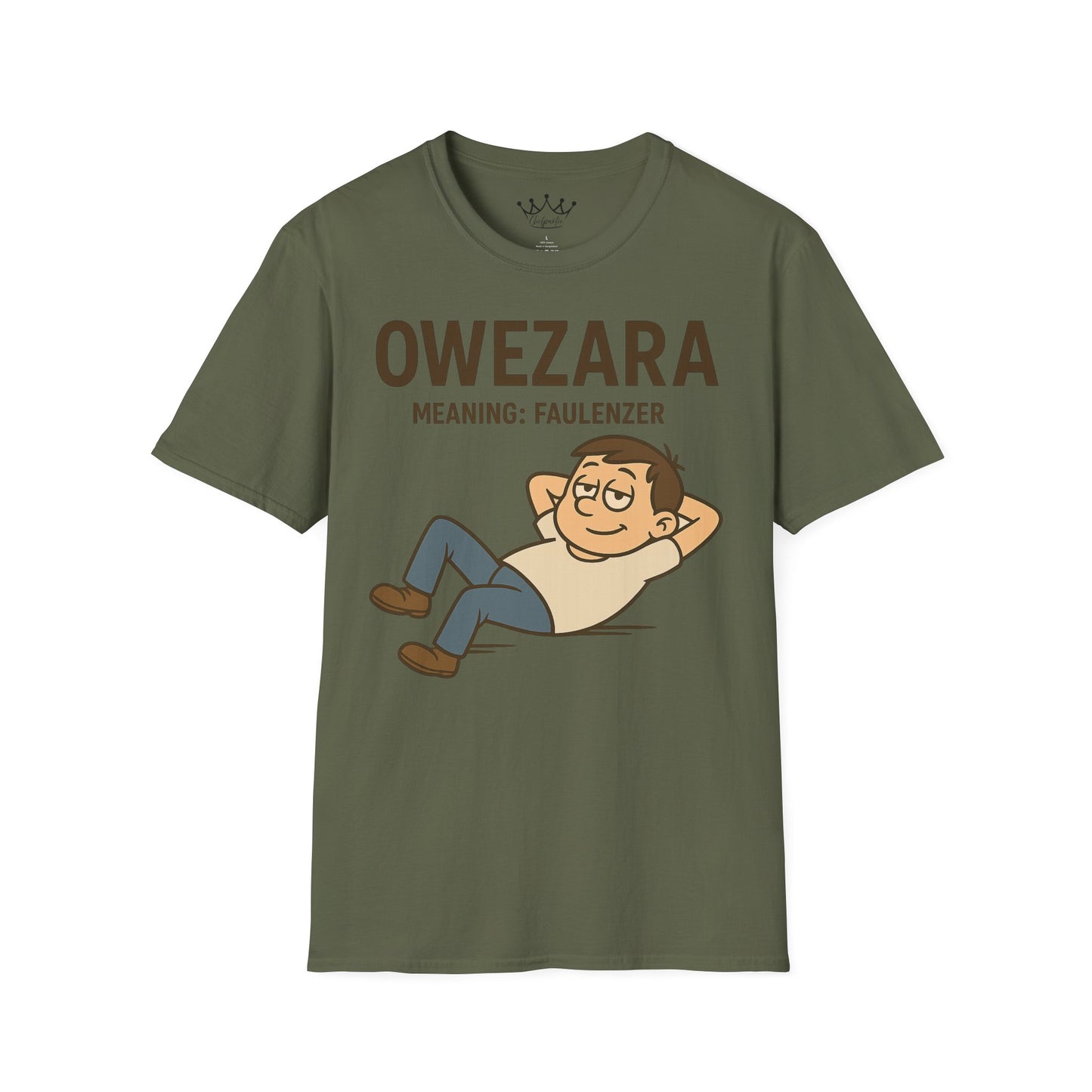 Erwachsenen T-Shirt | Österreichisch - Owezara - für Faulenzer | Baumwolle | Lustig mit Bedeutung auf Hochdeutsch | Herren | Öko