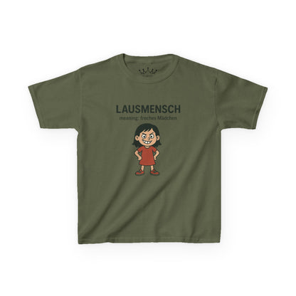Kinder T-Shirt | Österreichisch - Lausmensch - für freche Mädchen | Baumwolle | Lustig mit Bedeutung auf Hochdeutsch | Kinder | Öko