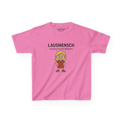 Kinder T-Shirt | Österreichisch - Lausmensch - für freche Mädchen | Baumwolle | Lustig mit Bedeutung auf Hochdeutsch | Kinder | Öko