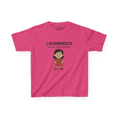 Kinder T-Shirt | Österreichisch - Lausmensch - für freche Mädchen | Baumwolle | Lustig mit Bedeutung auf Hochdeutsch | Kinder | Öko