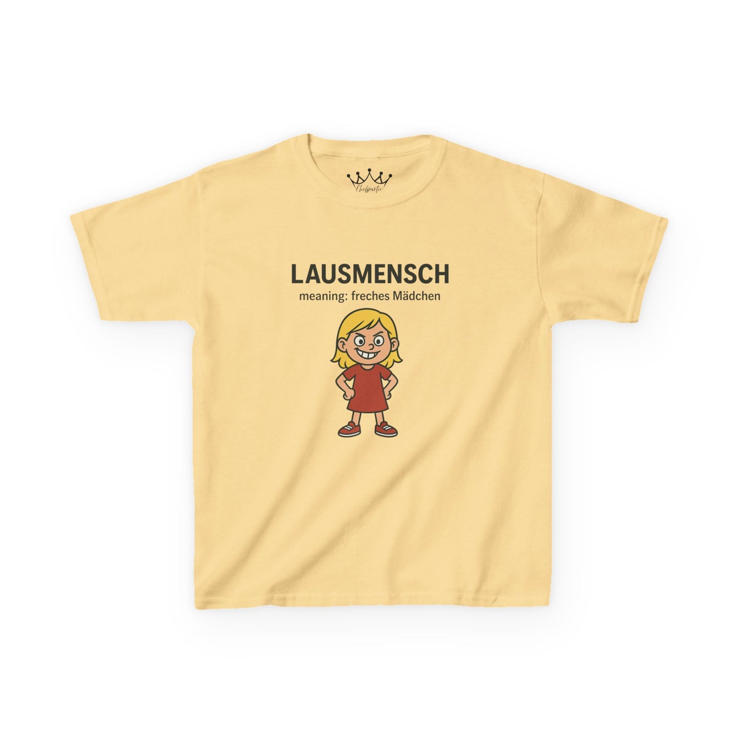 Kinder T-Shirt | Österreichisch - Lausmensch - für freche Mädchen | Baumwolle | Lustig mit Bedeutung auf Hochdeutsch | Kinder | Öko