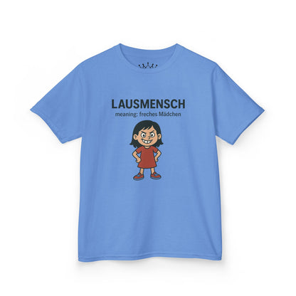 Kinder T-Shirt | Österreichisch - Lausmensch - für freche Mädchen | Baumwolle | Lustig mit Bedeutung auf Hochdeutsch | Kinder | Öko