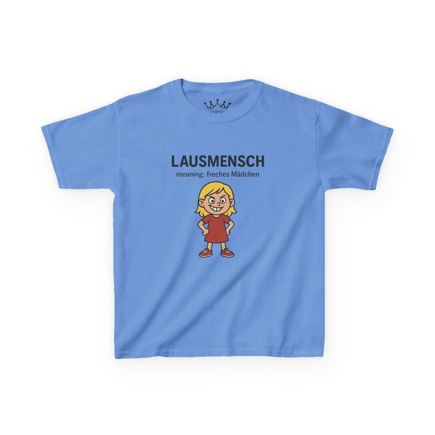 Kinder T-Shirt | Österreichisch - Lausmensch - für freche Mädchen | Baumwolle | Lustig mit Bedeutung auf Hochdeutsch | Kinder | Öko