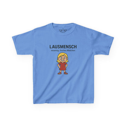 Kinder T-Shirt | Österreichisch - Lausmensch - für freche Mädchen | Baumwolle | Lustig mit Bedeutung auf Hochdeutsch | Kinder | Öko