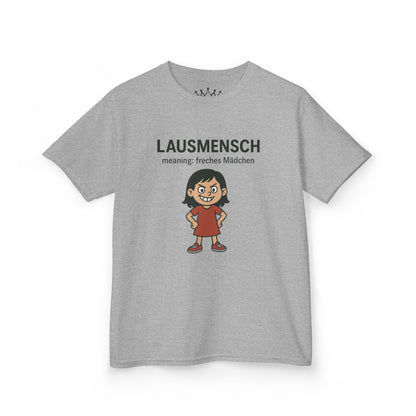 Kinder T-Shirt | Österreichisch - Lausmensch - für freche Mädchen | Baumwolle | Lustig mit Bedeutung auf Hochdeutsch | Kinder | Öko