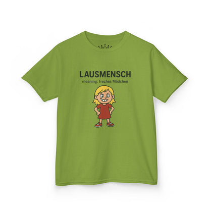 Kinder T-Shirt | Österreichisch - Lausmensch - für freche Mädchen | Baumwolle | Lustig mit Bedeutung auf Hochdeutsch | Kinder | Öko