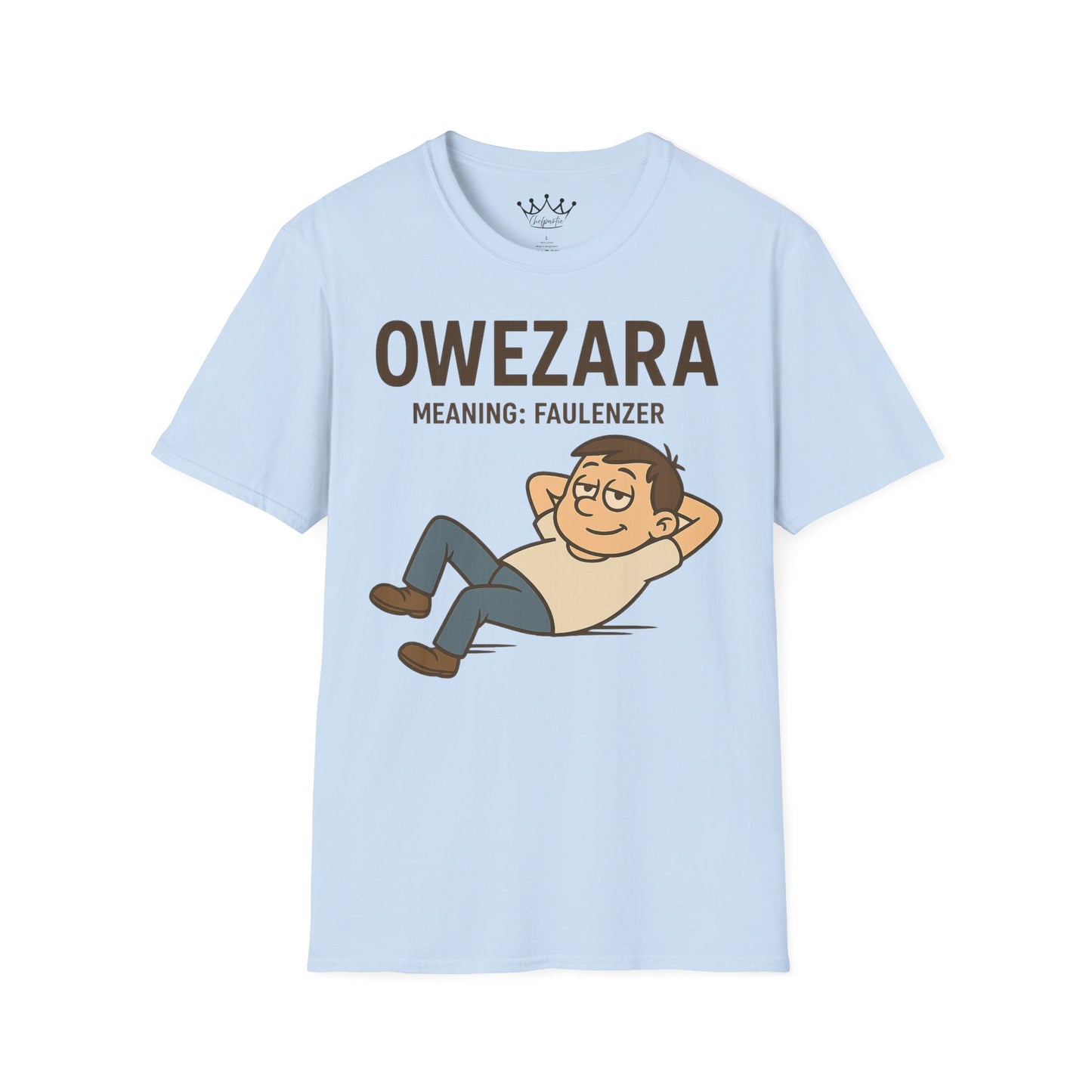 Erwachsenen T-Shirt | Österreichisch - Owezara - für Faulenzer | Baumwolle | Lustig mit Bedeutung auf Hochdeutsch | Herren | Öko