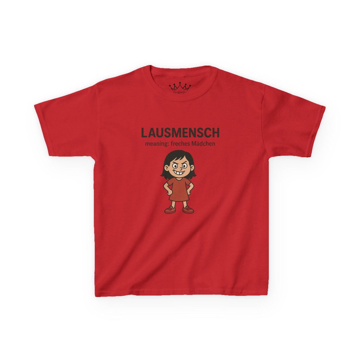 Kinder T-Shirt | Österreichisch - Lausmensch - für freche Mädchen | Baumwolle | Lustig mit Bedeutung auf Hochdeutsch | Kinder | Öko