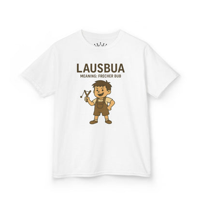 Kinder T-Shirt | Österreichisch - Lausbua - für freche Buben | Baumwolle | Lustig mit Bedeutung auf Hochdeutsch | Kinder | Öko