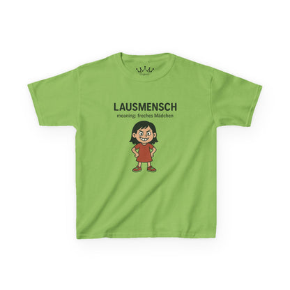 Kinder T-Shirt | Österreichisch - Lausmensch - für freche Mädchen | Baumwolle | Lustig mit Bedeutung auf Hochdeutsch | Kinder | Öko