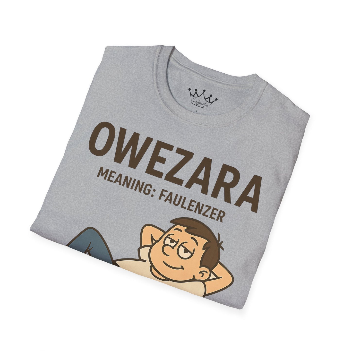 Erwachsenen T-Shirt | Österreichisch - Owezara - für Faulenzer | Baumwolle | Lustig mit Bedeutung auf Hochdeutsch | Herren | Öko