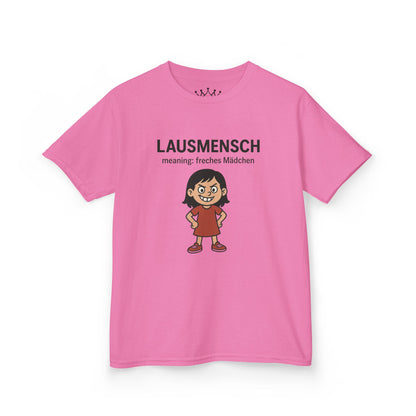 Kinder T-Shirt | Österreichisch - Lausmensch - für freche Mädchen | Baumwolle | Lustig mit Bedeutung auf Hochdeutsch | Kinder | Öko