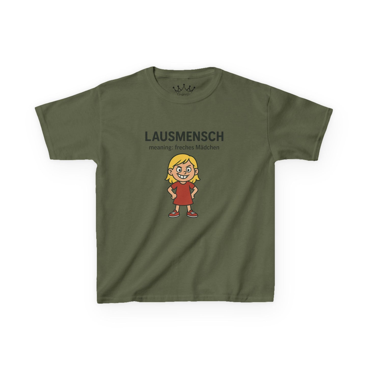 Kinder T-Shirt | Österreichisch - Lausmensch - für freche Mädchen | Baumwolle | Lustig mit Bedeutung auf Hochdeutsch | Kinder | Öko