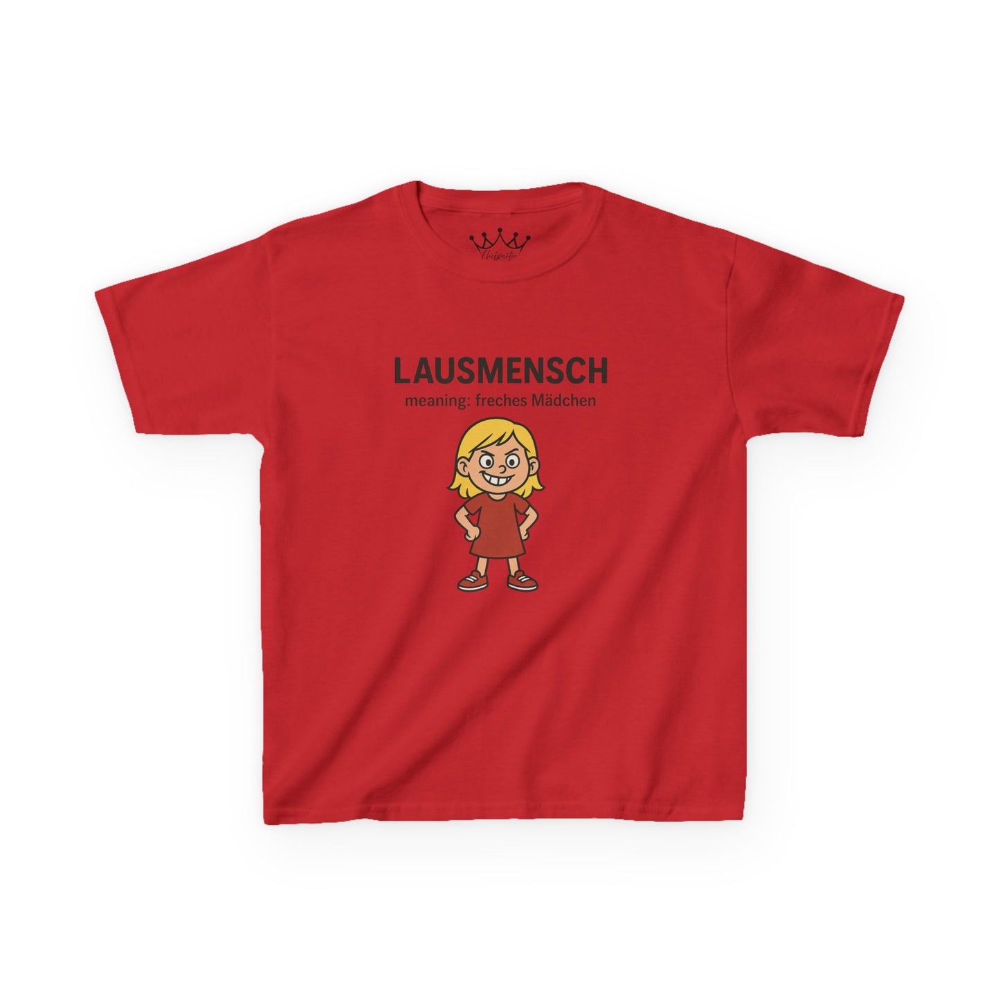 Kinder T-Shirt | Österreichisch - Lausmensch - für freche Mädchen | Baumwolle | Lustig mit Bedeutung auf Hochdeutsch | Kinder | Öko