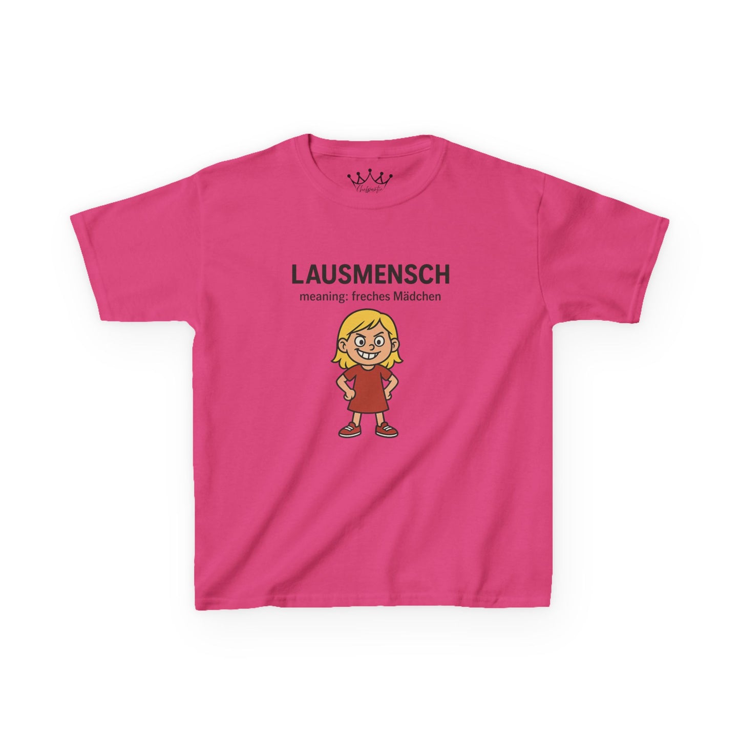 Kinder T-Shirt | Österreichisch - Lausmensch - für freche Mädchen | Baumwolle | Lustig mit Bedeutung auf Hochdeutsch | Kinder | Öko