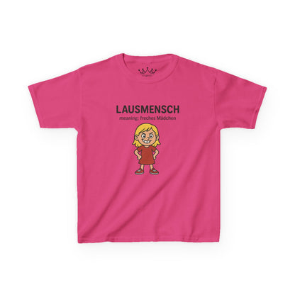 Kinder T-Shirt | Österreichisch - Lausmensch - für freche Mädchen | Baumwolle | Lustig mit Bedeutung auf Hochdeutsch | Kinder | Öko