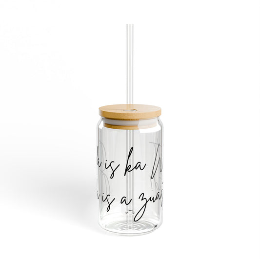 Stylisches Trinkglas mit Deckel  16oz Mason Jar mit Oida-Spruch | Wiederverwendbares Glas | Geschenkidee | Sommerparty Must-have