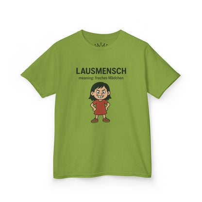 Kinder T-Shirt | Österreichisch - Lausmensch - für freche Mädchen | Baumwolle | Lustig mit Bedeutung auf Hochdeutsch | Kinder | Öko