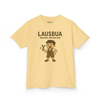 Kinder T-Shirt | Österreichisch - Lausbua - für freche Buben | Baumwolle | Lustig mit Bedeutung auf Hochdeutsch | Kinder | Öko
