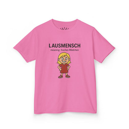 Kinder T-Shirt | Österreichisch - Lausmensch - für freche Mädchen | Baumwolle | Lustig mit Bedeutung auf Hochdeutsch | Kinder | Öko